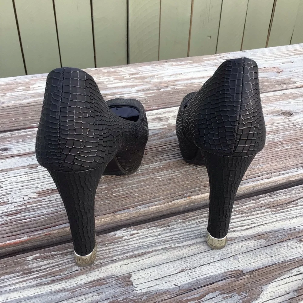Sexy BlackPeep Toe Women Water Proof Platform Pump size 44